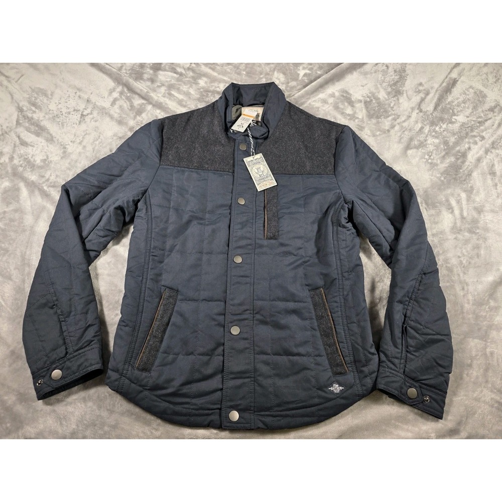 NWT Flag & Anthem Mens Quilted Shacket Jacket Navy/Gray Size Small Preppy Casual